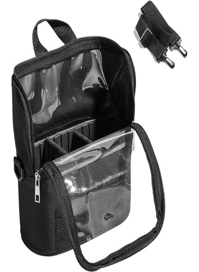 Kreshu Transparent Pro PVC Clear Brush Holder Bag with Shoulder Belt | Toiletry Storage Organizer Lightweight Dustproof with Removable Partitions for Makeup Artist Tools Cosmetics Pouch (Pack of 1) - Image 1