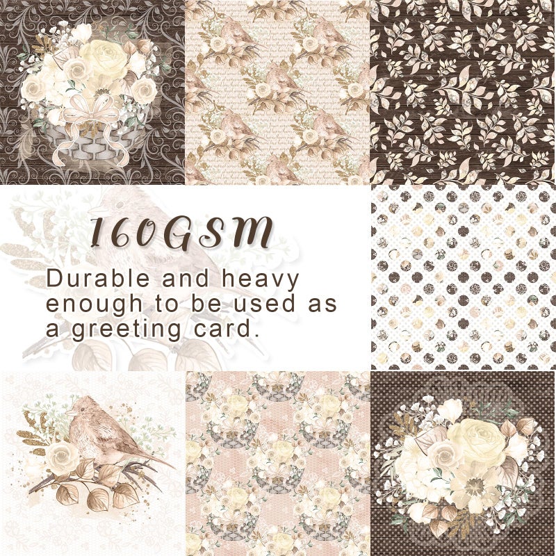 Naszonus 28 Sheets Scrapbook Paper, Floral Scrapbooking Specialty Papers 160gsm Cardmaking Craft Paper Pack Decorative Paper for Card Making (6"X6" Inch, Natural Softness) - Image 3