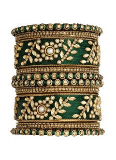 PEORA Peora Gold Plated & Alloy Bangles set for Women Girls Navratri Gift (Dark Green)  - Image 1