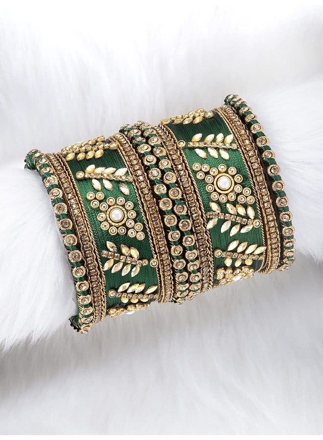 Peora Gold Plated & Alloy Bangles set for Women Girls Navratri Gift (Dark Green) - Image 2