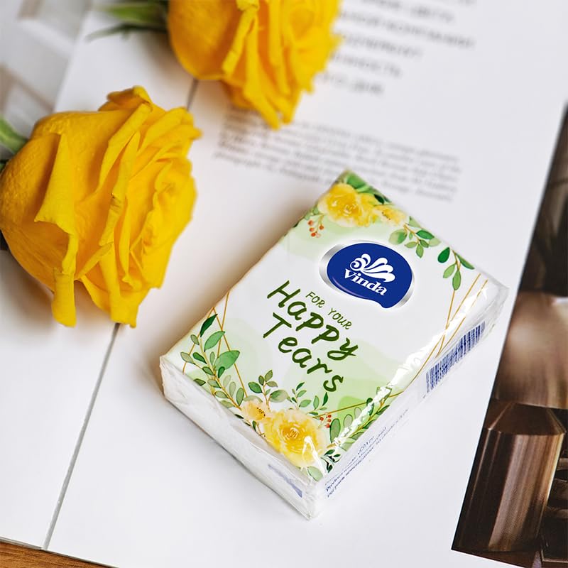 Vinda 3-Ply Mini Wedding Pocket Tissues, Happy Tears Facial Tissue Travel Size for Wedding Party (12 Packs of 10 Tissues) - Image 5
