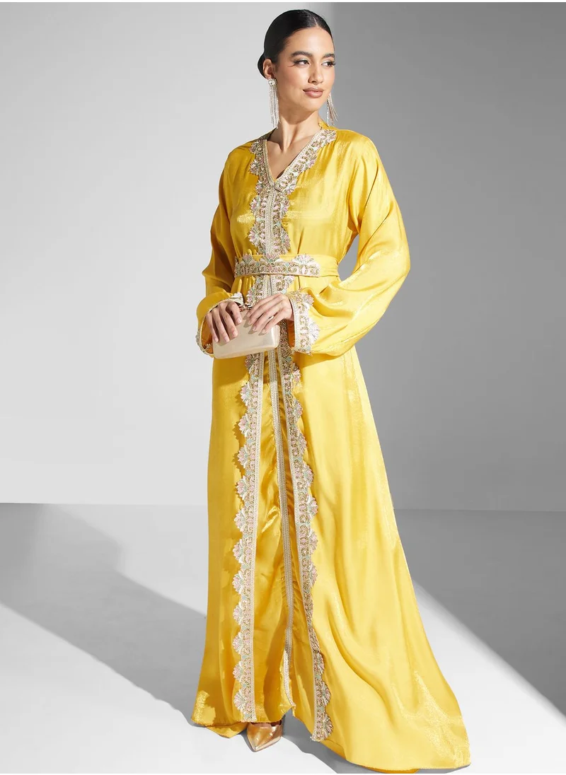 hayas closet Embroidered Kaftan Dress