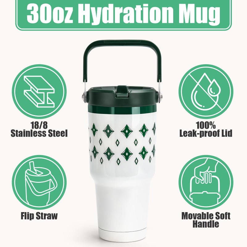 Cafezi 30 oz Tumbler with Lid and Straw, Stainless Steel Vacuum Insulated Tumblers with Flip Straw and Top Handle, Reusable Insulated Water Bottle for Home, Office, Leakproof, Fit in Cup Holder - Image 5