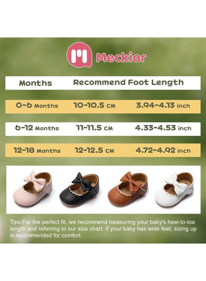 Meckior Infant Baby Girls Soft Sole Bowknot Princess Wedding Dress Mary Jane Flats Prewalker Newborn Light Baby Sneaker Shoes, C01/White, 6-12 Months - Image 5