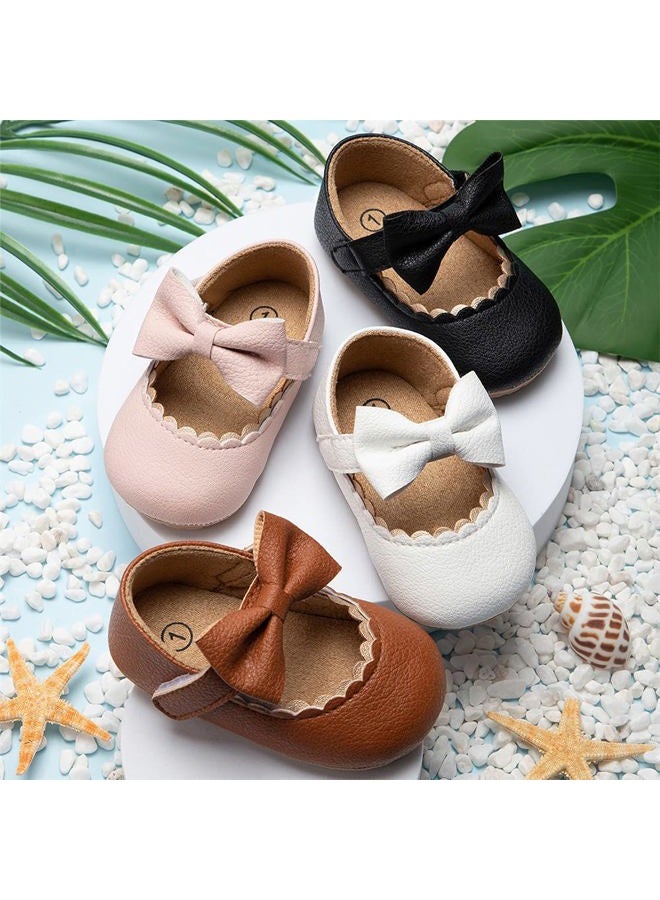 Meckior Infant Baby Girls Soft Sole Bowknot Princess Wedding Dress Mary Jane Flats Prewalker Newborn Light Baby Sneaker Shoes, C01/White, 6-12 Months - Image 3
