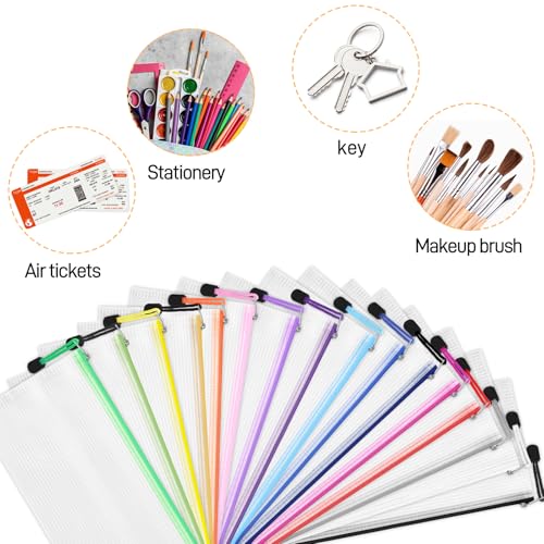 EOOUT 72pcs Small Mesh Zipper Pouch, Bulk Mesh Zipper Bags, 16 Colors, 9.5×4.5 Inches, for Bills, Cash, Cosmetics, Travel Storage, School and Office Supplies Organization - Image 4