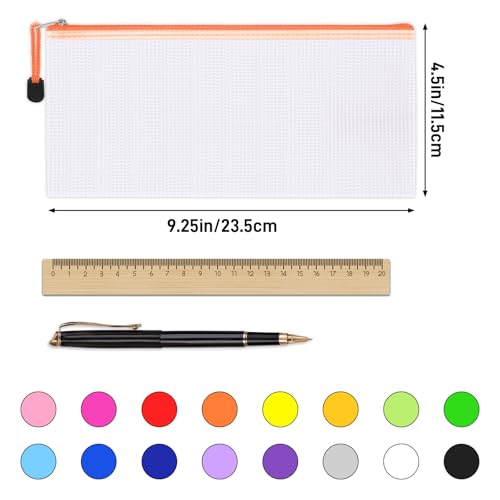 EOOUT 72pcs Small Mesh Zipper Pouch, Bulk Mesh Zipper Bags, 16 Colors, 9.5×4.5 Inches, for Bills, Cash, Cosmetics, Travel Storage, School and Office Supplies Organization - Image 2