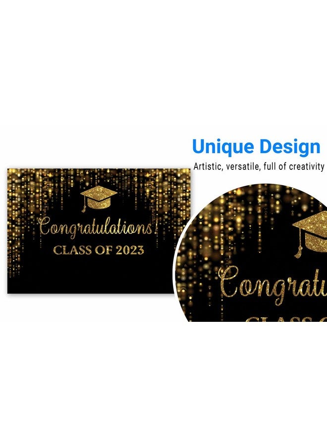Funnytree 82" X 59" Graduation Party Backdrop Class Of 2023 Black And Golden Glitter Bokeh Spot Photography Background Congrats Grad Prom Gold Dots Decoration Photo Studio Booth Prop Cake Table Banner - Image 4