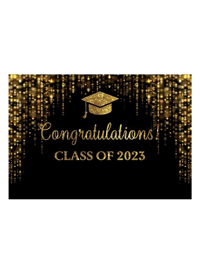Funnytree 82" X 59" Graduation Party Backdrop Class Of 2023 Black And Golden Glitter Bokeh Spot Photography Background Congrats Grad Prom Gold Dots Decoration Photo Studio Booth Prop Cake Table Banner - Image 2
