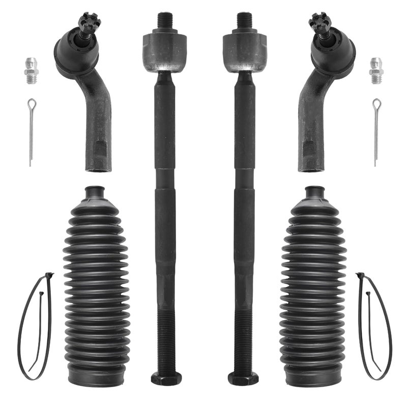 ASTARPRO Front 6pc Tie Rods Kit for 1218 Ford Focus 1318 Escape CMax 1418 Transit Connect 4 Inner Outer Tie Rods 2 Boots 2013 2014 2015 2016 2017 2018 Replacement