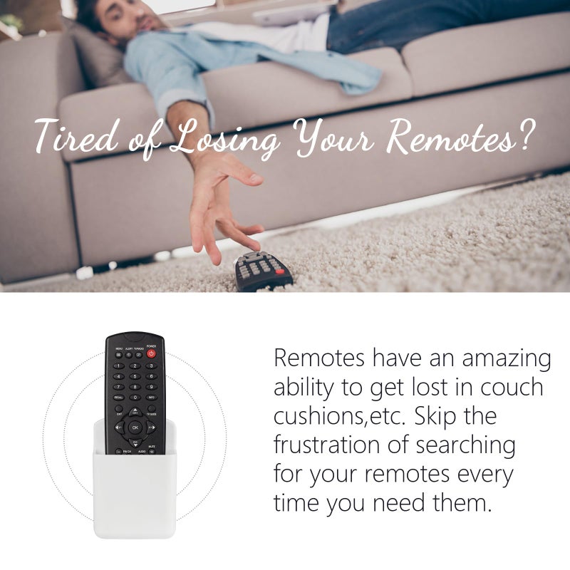 SIBRANT 2 Pcs Remote Control Holder Wall Mount, TV Controller Holder, Self Adhesive Remote Holder, Wall Pen Holder Storage Accessories for Home Office School (White) - Image 4