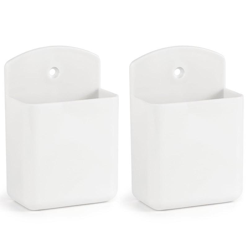 SIBRANT 2 Pcs Remote Control Holder Wall Mount, TV Controller Holder, Self Adhesive Remote Holder, Wall Pen Holder Storage Accessories for Home Office School (White) - Image 1
