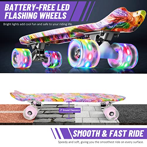 BELEEV 22 inch Skateboards for Kids, Cruiser Skateboard for Beginners Girls Boys Teens Adults, Mini Skateboards Classic Complete Skate Board with Skate T-Tool, Max Load 220 LBS (Pink) - Image 2