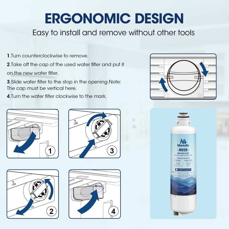 Marriotto Replacement For Bosch Ultra Clarity Pro Water Filter Compatible With Borplftr50 12033030 11032531 11025825 12028325 Borplftr55 Wfc100Mf Wfs200Mf (1 Pack) - Image 5