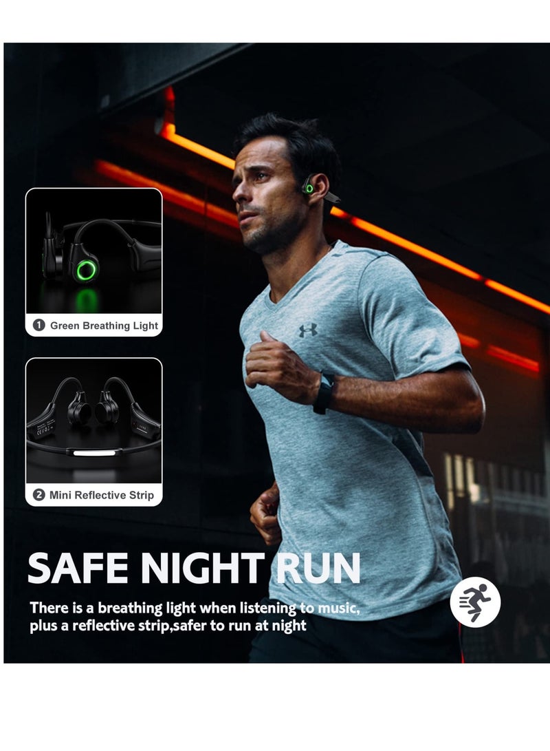 Zikra سماعات رأس بتقنية توصيل العظام، سماعة بلوتوث مفتوحة الأذن للركض لاسلكية، مع ميكروفون سماعات رياضية مقاومة للماء IP67 سماعة مدمجة بسعة 16 جيجابايت مع ضوء تنفس رائع - Image 4