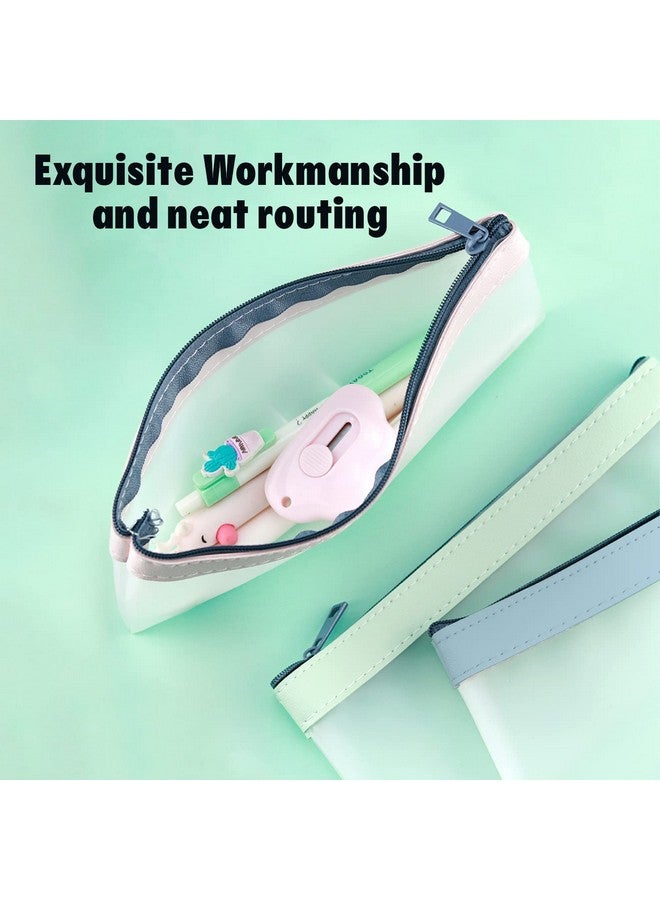 Boxgear 3 Pieces Clear Pencil Case Set for Girls and Boys, Pen Holder with Zipper for Kids, Teens Portable Desk Organizer Pencil Pouch for School & Stationery Supplies (Pink, Blue, Green) (Clear) - Image 4