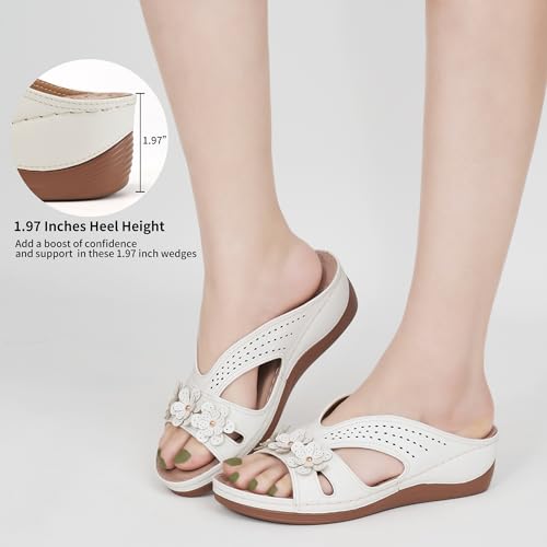 Ecetana Sandals for Women Wedge Shoes: Slip On Dressy Summer Comfortable Slides Sandals Lightweight Memory Foam Platform Shoes - Image 5