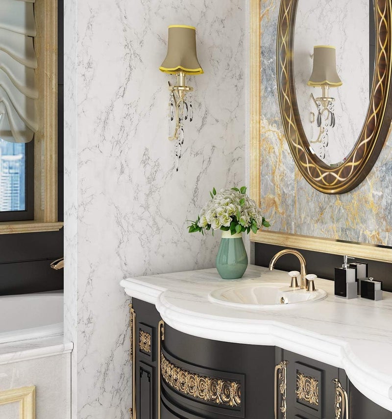 HOME13™ Marble Wallpaper Peel & Stick Contact Paper Self Adhesive Decorative Removable Waterproof Wallpaper for Kitchen Cabinet and Furniture Countertops (24 X 100 INCH, White Grey Matte) - Image 3