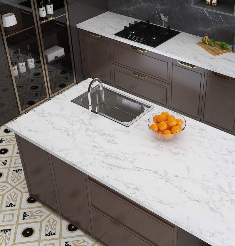 HOME13™ Marble Wallpaper Peel & Stick Contact Paper Self Adhesive Decorative Removable Waterproof Wallpaper for Kitchen Cabinet and Furniture Countertops (24 X 100 INCH, White Grey Matte) - Image 2