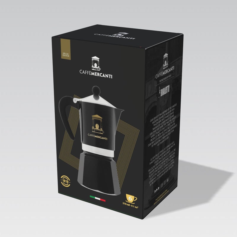 BIALeTTI بيالتي إصدار محدود كافيه ميركانتي أسود أورو 6 أكواب - وعاء موكا إيطالي على الموقد - Image 2
