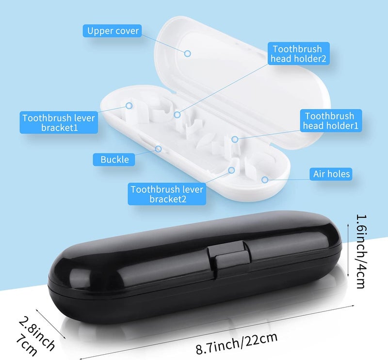 Fowecelt 2 Pack Electric Toothbrush Travel Case for Oral-B Pro and Other Electric Toothbrush, Portable Travel Toothbrush Holder (Black & White) - Image 2