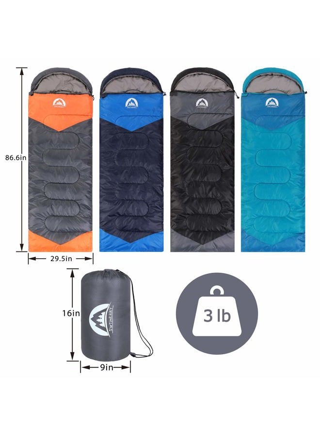 SWTMERRY Sleeping Bag 3 Seasons (Summer, Spring, Fall) Warm & Cool Weather - Lightweight,Waterproof Indoor & Outdoor Use for Kids, Teens & Adults for Camping Hiking, Backpacking and Survival (Grey Orange) - Image 2