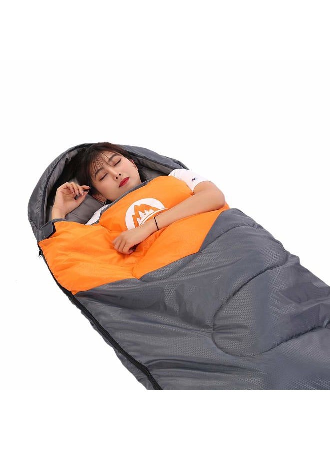 SWTMERRY Sleeping Bag 3 Seasons (Summer, Spring, Fall) Warm & Cool Weather - Lightweight,Waterproof Indoor & Outdoor Use for Kids, Teens & Adults for Camping Hiking, Backpacking and Survival (Grey Orange) - Image 4
