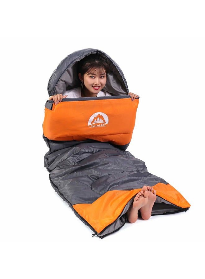SWTMERRY Sleeping Bag 3 Seasons (Summer, Spring, Fall) Warm & Cool Weather - Lightweight,Waterproof Indoor & Outdoor Use for Kids, Teens & Adults for Camping Hiking, Backpacking and Survival (Grey Orange) - Image 3