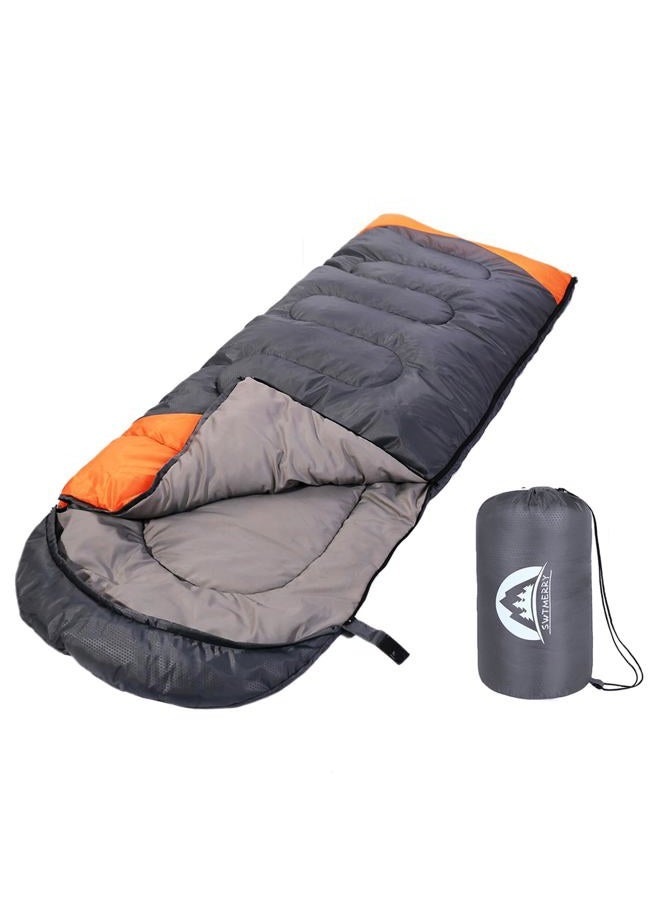 SWTMERRY Sleeping Bag 3 Seasons (Summer, Spring, Fall) Warm & Cool Weather - Lightweight,Waterproof Indoor & Outdoor Use for Kids, Teens & Adults for Camping Hiking, Backpacking and Survival (Grey Orange) - Image 1