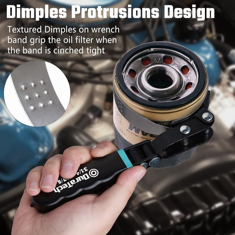 DURATECH 8-Piece Oil Filter Swivel Wrench Set, Wrenches Cover 2-3/4 to 5-1/4, 9 & 12 Adjustable Oil Filter Pliers, Universal 3-Jaw Removal Tool with 1/2 to 3/8 Adapter, Organized in Storage Case - Image 3