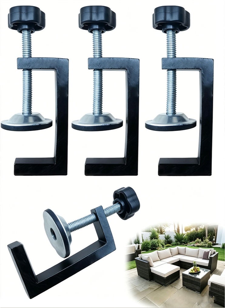 4PCS Adjustable Patio Furniture Clips, 4PCS Sectional Couch Connectors for Outdoor Rattan Wicker Furniture, Sofa Section Clamps & Fasteners for Keeping Furniture Together - Image 1