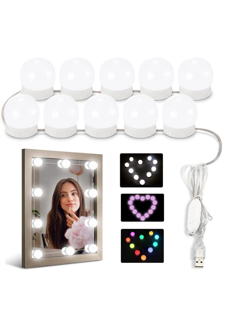 Generic Mirror Lights Vanity Lighting 10 LED Bulb Make up Decoration Lights Hollywood Style 16 Modes Color Changing Lights for Home Bedroom Bathroom Dressing Room（USB Powered, RGBW)  - Image 1