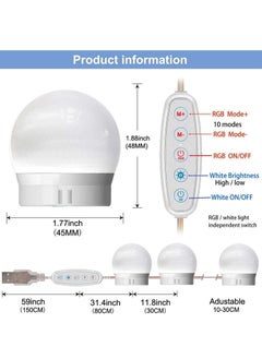 Generic Mirror Lights Vanity Lighting 10 LED Bulb Make up Decoration Lights Hollywood Style 16 Modes Color Changing Lights for Home Bedroom Bathroom Dressing Room（USB Powered, RGBW)  - Image 5