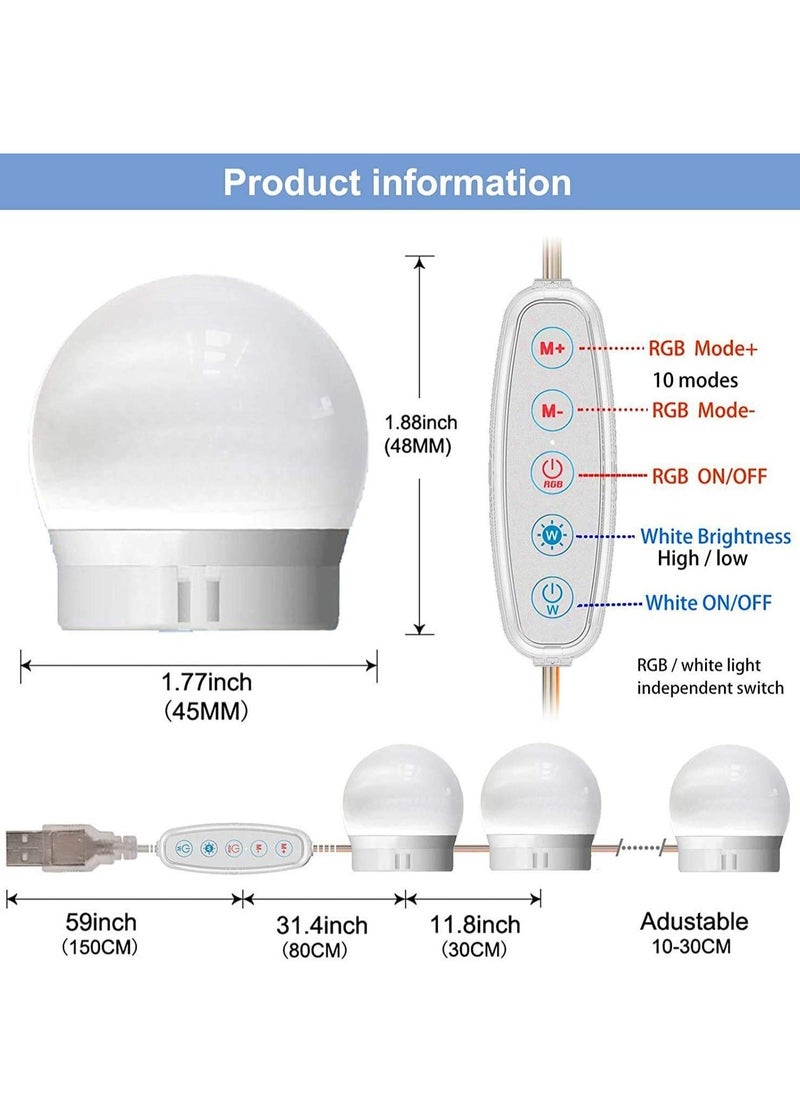 Generic Mirror Lights Vanity Lighting 10 LED Bulb Make up Decoration Lights Hollywood Style 16 Modes Color Changing Lights for Home Bedroom Bathroom Dressing Room（USB Powered, RGBW)  - Image 5