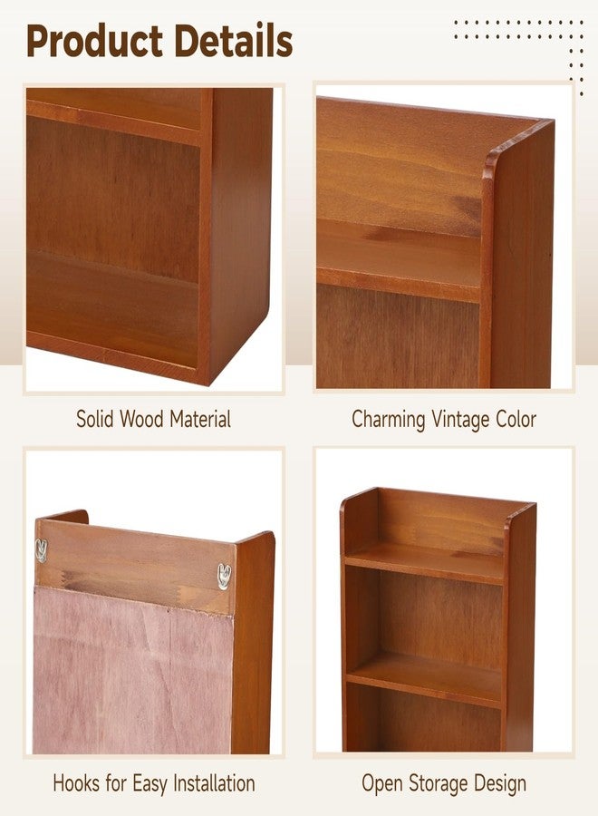 NIMBLOOM 3 Tier Vintage Display Shelf, Wood Shadow Box, Desktop and Wall Mountable Trinket Shelf, Retro Wooden Organizer for Crystals, Cosmetics, Small Decor, 9.8 x 4.3 x 11.8 in - Image 3