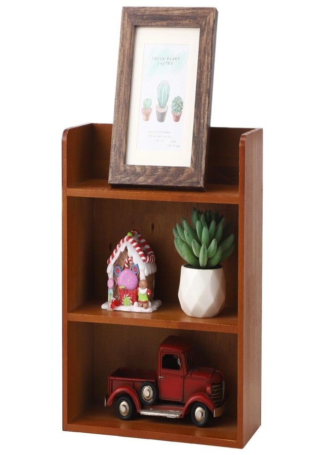 NIMBLOOM 3 Tier Vintage Display Shelf, Wood Shadow Box, Desktop and Wall Mountable Trinket Shelf, Retro Wooden Organizer for Crystals, Cosmetics, Small Decor, 9.8 x 4.3 x 11.8 in - Image 1