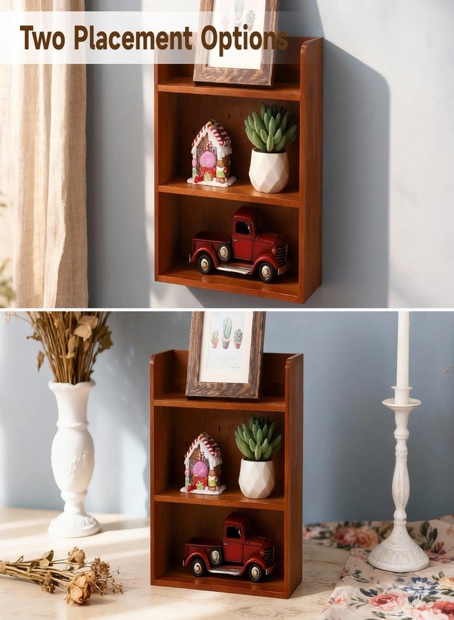 NIMBLOOM 3 Tier Vintage Display Shelf, Wood Shadow Box, Desktop and Wall Mountable Trinket Shelf, Retro Wooden Organizer for Crystals, Cosmetics, Small Decor, 9.8 x 4.3 x 11.8 in - Image 5