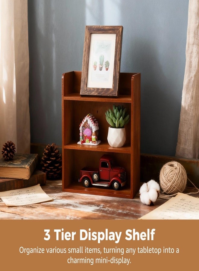 NIMBLOOM 3 Tier Vintage Display Shelf, Wood Shadow Box, Desktop and Wall Mountable Trinket Shelf, Retro Wooden Organizer for Crystals, Cosmetics, Small Decor, 9.8 x 4.3 x 11.8 in - Image 2