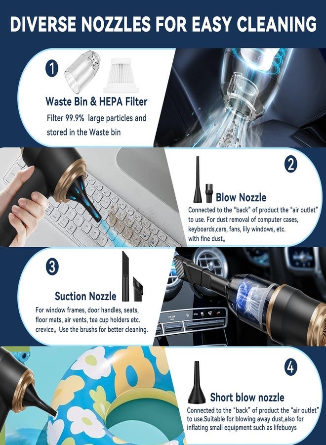 BELIBUY Mini Car Vacuum Portable Cordless Handheld Vacuum Cleaner and Air Duster 2 in 1 with Multi-Nozzles for Car, Computer, Sofa, Office, Pet, Home - Image 3