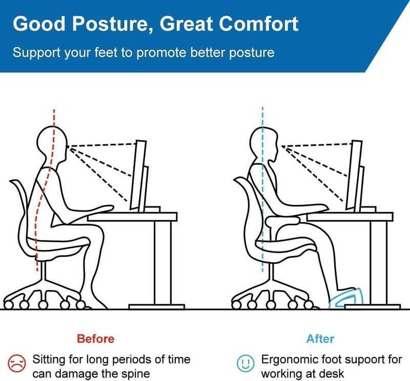 StrongTek Ergonomic Under Desk Footrest, 3 Adjustable Heights Wooden Office Footrest, Large Anti-Slip Surface, Improves Posture and Blood Circulation, up to 400lbs (Natural) - Image 2