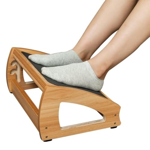 StrongTek Ergonomic Under Desk Footrest, 3 Adjustable Heights Wooden Office Footrest, Large Anti-Slip Surface, Improves Posture and Blood Circulation, up to 400lbs (Natural) - Image 1