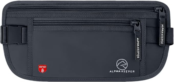 Alpha Keeper Hidden Travel Money Belt - RFID Blocking Waist Wallet & Passport Holder for Women and Men, Anti-Theft Slim Security Pouch - Image 1