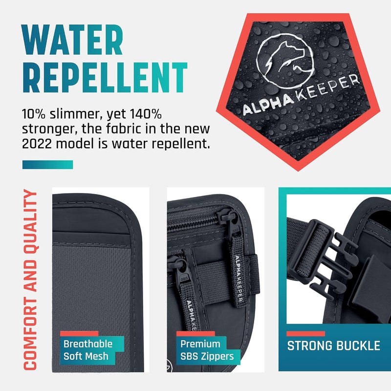 Alpha Keeper Hidden Travel Money Belt - RFID Blocking Waist Wallet & Passport Holder for Women and Men, Anti-Theft Slim Security Pouch - Image 3