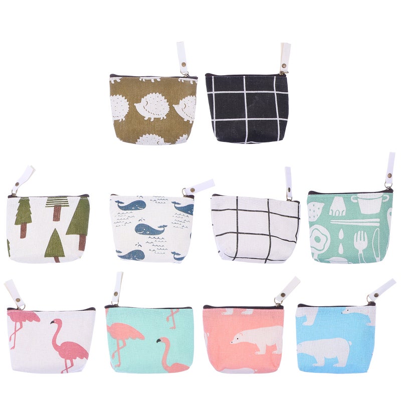 20 pcs Girls Cartoon Canvas Bag Zipper Cash Bag Lovely Key Storage Pouch - Image 1