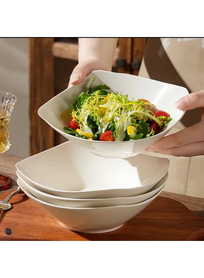 6pcs White Salad Bowl And Plate Set Reusable Stackable Microwaveable Portable - Image 4