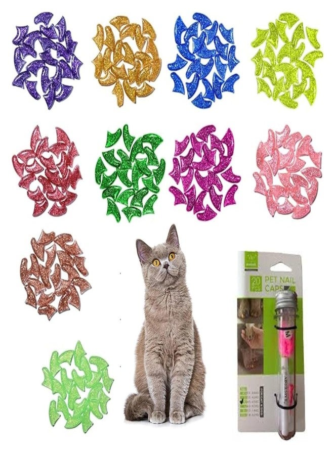 BohoBark Cat Nail Protector Colorful Covers | Pet Soft Safe & Anti Scratch Paw Claw Cap | 20 pcs Nail Care Cover for Cats and Dogs - (X-Small, Color May Vary) - Image 1