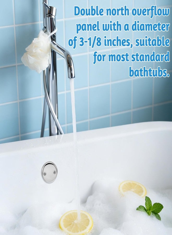 Macuezu Universal Bathtub Overflow Cover, Two-Hole Overflow Drain Cover with Screws, Bathroom Tub Overflows Drain Plate Replacement for Most Bathtubs - Image 4
