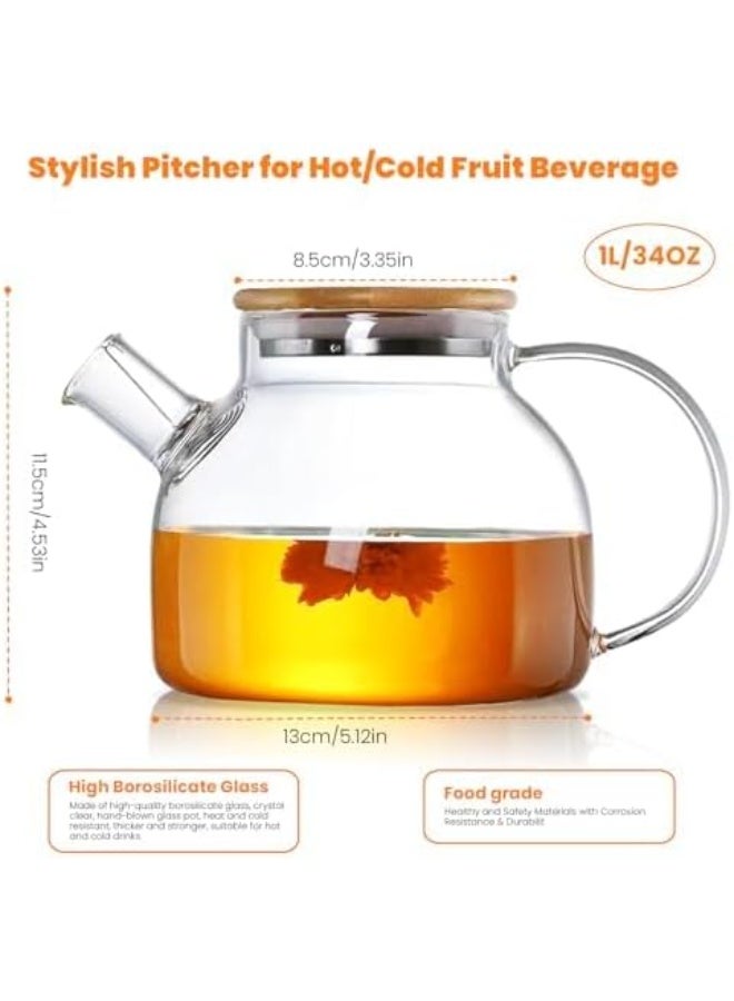Generic Heat Resistant Clear Glass Teapot with Wooden Lid and Infuser – Elegant Transparent Tea Pot for Loose Leaf Tea, Herbal & Flower Tea – Ideal for Hot Beverages, Home & Office Use - Image 2