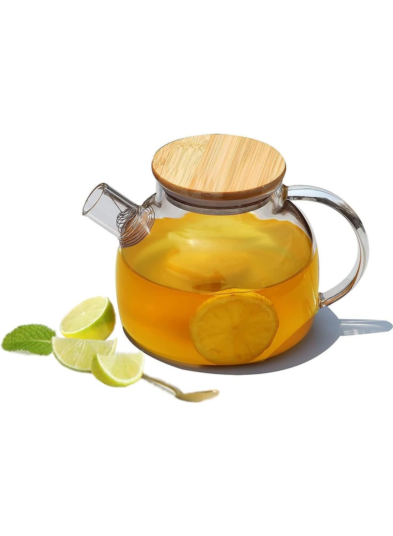 Generic Heat Resistant Clear Glass Teapot with Wooden Lid and Infuser – Elegant Transparent Tea Pot for Loose Leaf Tea, Herbal & Flower Tea – Ideal for Hot Beverages, Home & Office Use - Image 3