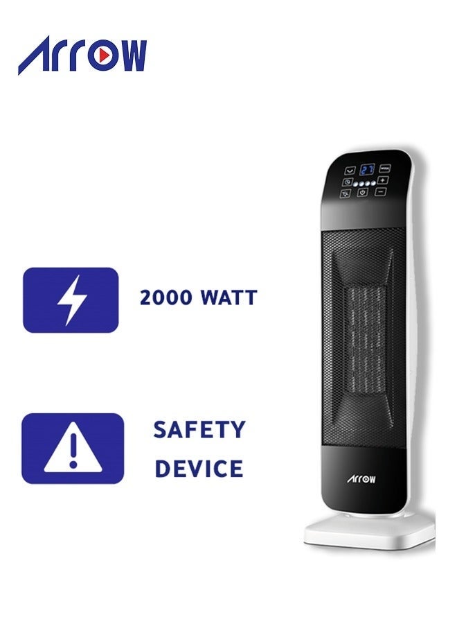 Arrow 2000W PTC Ceramic, Oscillating Fan Heater | Infrared Remote Control | Digital Room Temperature Setting | 2 Heating Levels | High-Quality PTC Ceramic | Sensor Touch Control Panel | Model: RO-2000HPJ - Image 1